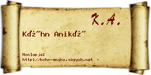 Kóhn Anikó névjegykártya